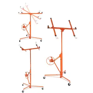 Heavy Duty 16 Ft Drywall Lift, Rolling Sheetrock Lifter Panel, Drywall Panel Hoist Jack with 360° Adjustable Telescopic Arm and 3 Lockable Wheels