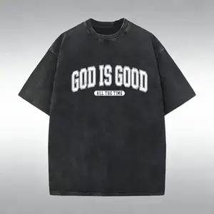 Retro Christian Washed Cotton Tee for women featuring 'God Is Good All The Time’ with a nativity scene design, perfect Christmas faith gift and cozy wear