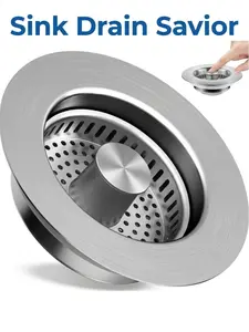 Kitchen Sink Drain Strainer 3 in 1, 304 Stainless Steel Pop Up Sink Stopper, Anti-Clogging Sink Drain Strainer for US Standard Kitchen Drain (SUS304 Brushed) Cleaning Removable Filter kitchen sink strainer  kitchen must have  home hack