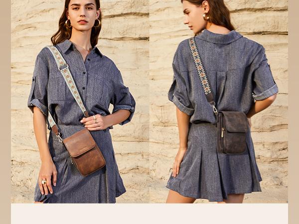 [Valentine's Day Gift] BOSTANTEN Cell Phone Purse Small Crossbody Bags for Women Leather Handbags Phone Wallet with Card Slots Adjustable Strap