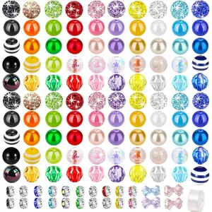 220 count  Beads for Pen Making, Including 100 count 10mm Rhinestone Beads Mixed Round Beads Bubble Gum Beads and 120 count 8mm Spaced Beads, DIY handicrafts, (10mm-220Pcs Round Beads)