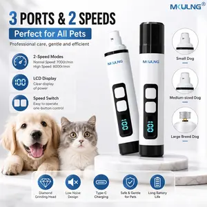 G07- Pet Nail Grinder with LED Light and LCD Display, 2-Speed Silent Diamond Drill, 1200mah USB-C Rechargeable, Suitable for Dogs and Cats