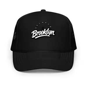 Brooklyn Foam Trucker Hat - High-Quality Polyester & Foam, Adjustable Snap, Breathable Mesh Back, Structured 5-Panel Cap, One Size Fits Most