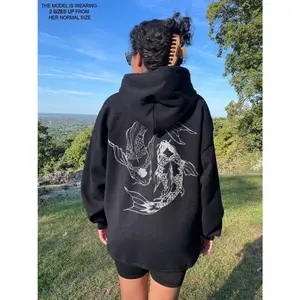 Goth Hoodie Grunge Hoodie Vintage Hoodie Oversized Hoodie Y2k Hoodie Koi Fish Hoodies Japanese Hoodie Gothic Clothes Emo Punk Hoodie