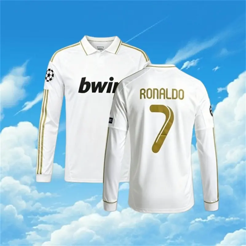 11 12 Home Gold Retro No.7 Ronaldo Long Sleeve Soccer jersey