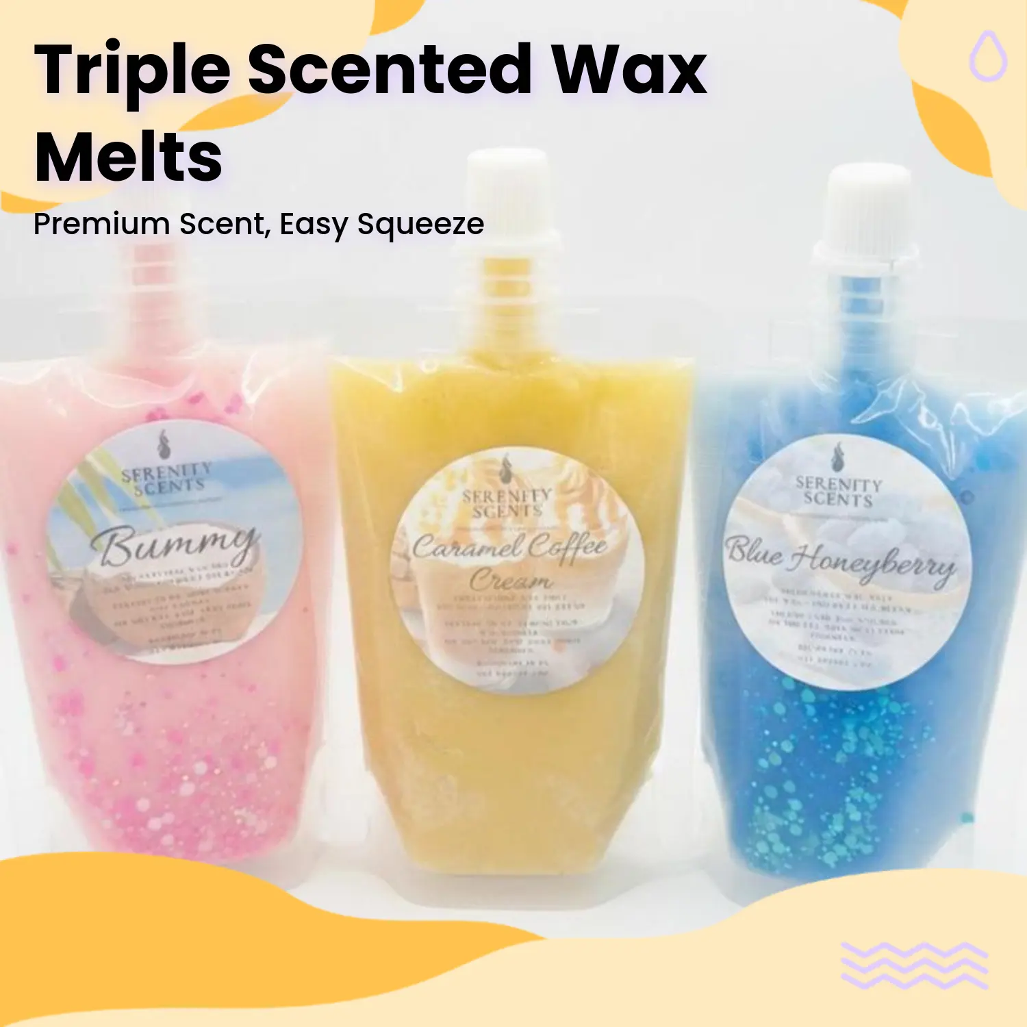 Serenity Scents Squeezable Wax Melts - Made with Soy Wax and Coconut Oil - Aroma Fragrance