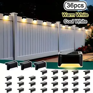 JNOEC 8/24/36pcs Solar LED Deck Lights IP65 Auto On/Off 12Hr Warm White Cool White Waterproof for Outdoor Stairs Fences Pathways Easy Install Commercial Malls Hotels Libraries