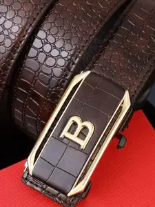 Automatic Buckle Crocodile Texture Belt, Metal B Feel, Perfect for Business and Daily Use, High-Quality Leather Strap, Casual Business Belt