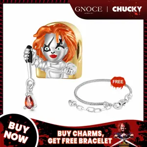 GNOCE Chucky Pendant Dangle Charm Bracelet  S925 Sterling Silver Dangle Charms for Women Wife, Valentine‘s Day, Mother’s Day Jewelry