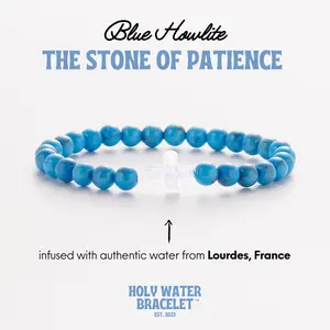 HOLY WATER MEN'S CROSS BRACELET IN BLUE HOWLITE