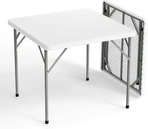 VINGLI Card Square Table, 34 inch Foldable Legs Full Table Top, Easy to Set up and Store, Folding Portable for Game Puzzles, Gathering, Party, Dining, Indoor, Outdoor, Outside