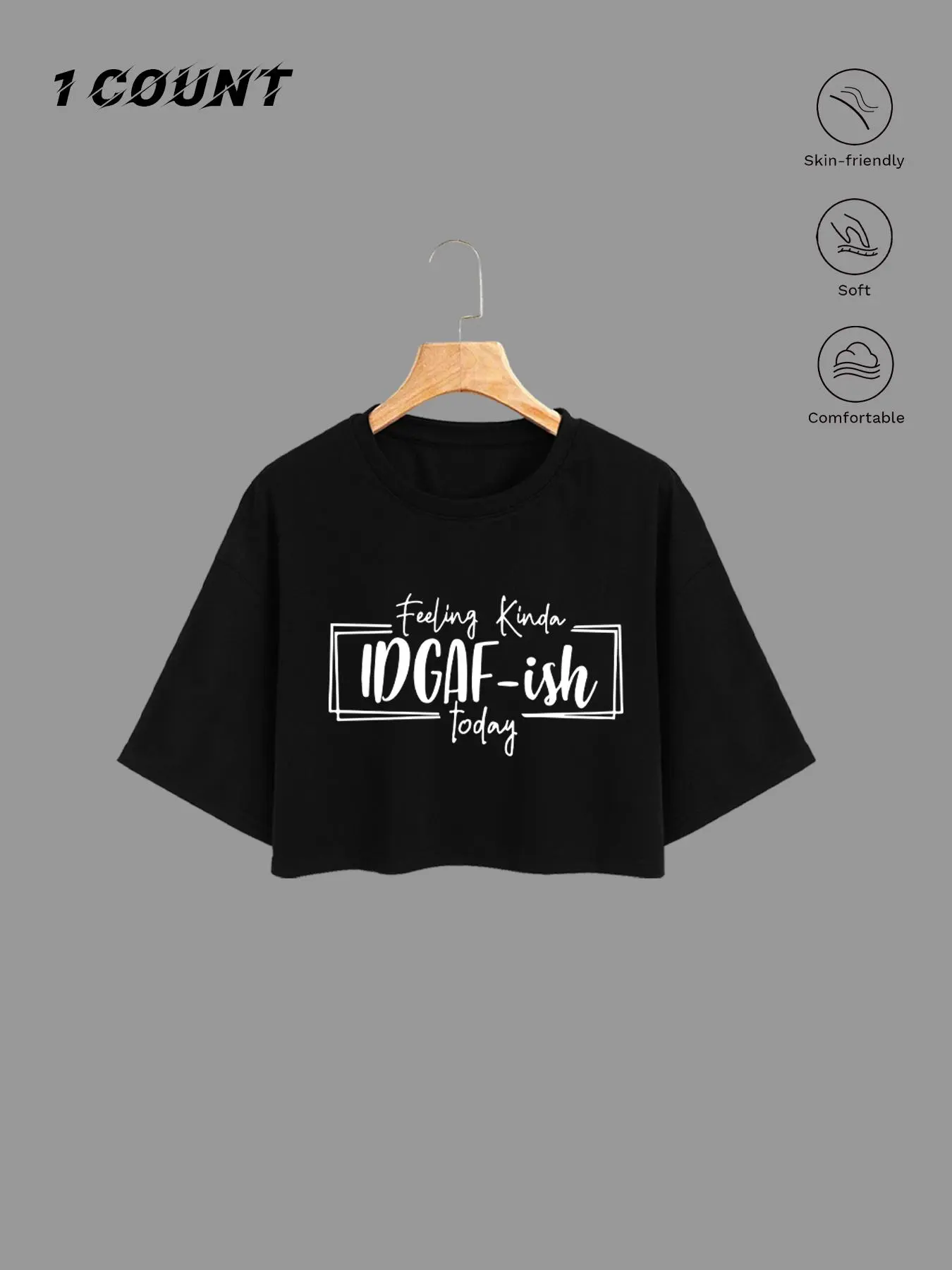 Women's "FUCKING KIND OF DAY" Letter Print Heart Round Neck Crop Tee, Cute Casual Short Sleeve T-shirt Top Loose Fit for Summer, Ladies Clothes for Daily Wear, Casual Trendy Tee