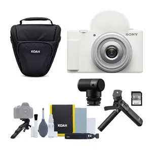 ZV-1F Vlog Camera (White) With Vlogger Kit, Shotgun Microphone, Camera Case and Accessory for Sony