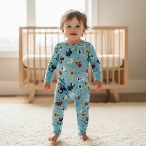SofiaMila Bamboo Zippy Pajama Puppy Parade - Soft & Eco-Friendly Baby Unisex Footie with Double Zipper for Easy Changes