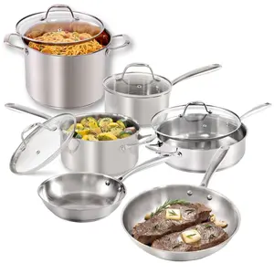 Guy Fieri's Flavortown Stainless Steel 10 Piece Set Saucepan with Lid Induction Compatible Oven & Dishwasher Safe No PFAS PTFE PFOA Lead Cadmium