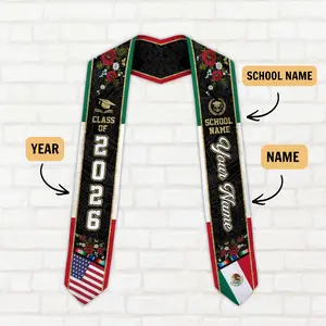 Customized Mexican Graduation Sash, Mexican American Flag Graduation Sash 2026, Graduation Gift