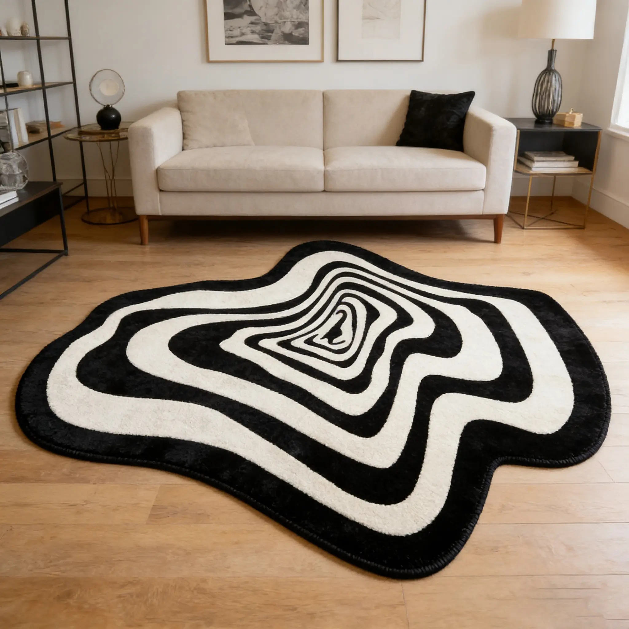 Swirl Irregular Shape Decorative Rug, Soft Comfortable Original Design, Hand Wash Only, Perfect for Living Room Bedroom Decor, Home Decor Rug, Indoor Floor Rug, Unique Rugs