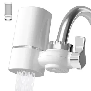 Faucet filter, activated carbon filter element, sink faucet mounted water purification system, can filter 400 gallons of tap water, reduce chlorine and odor, ROHS and NSF certified, suitable for home bathroom, hotel indoor scenes