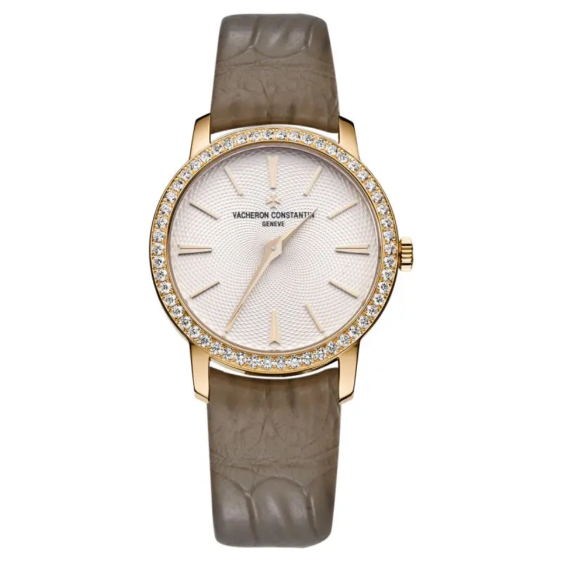 Vacheron Constantin Traditionnelle 33mm 81590/000R-9849 Manual Winding 18K Rose Gold Factory Diamond Bezel Champagne Guilloche Dial Ladies Watch WHT031959