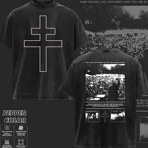 President Band T-Shirt Collection, Gothic Cross Graphic Tee, Retro Deathcore Style Shirt, Dark Religious Metal Inspired Shirts, Vintage Washed Heavy Cotton Band Tee, Gift for Metal Music Lovers, Alternative Merch for Men & Women CNI