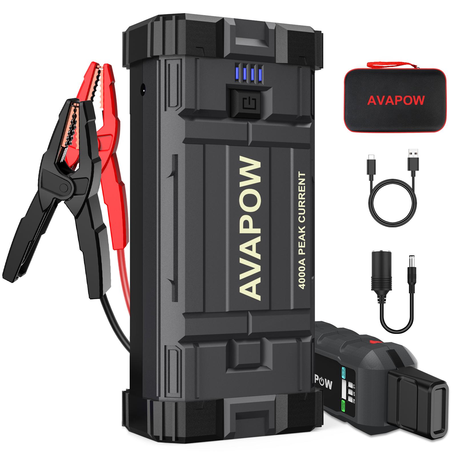 AVAPOW 4000A Car Jump Starter,Power Battery Jump Starter(for All Gas or Up to 10L Diesel), Portable Booster Power Pack,12V Auto Jump Box, LED Light,Auto