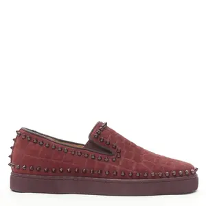 Pre-owned Christian Louboutin Men's Christian Louboutin Pik Boat suede spike stud low top sneaker by Rebag