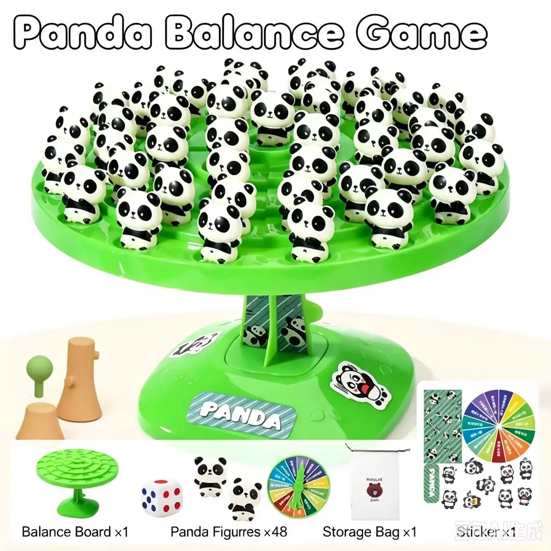 Panda Balance Tree Game, Fun Stacking Balance Challenge, Interactive Desktop Game, Brain Teaser Educational Activity for Family