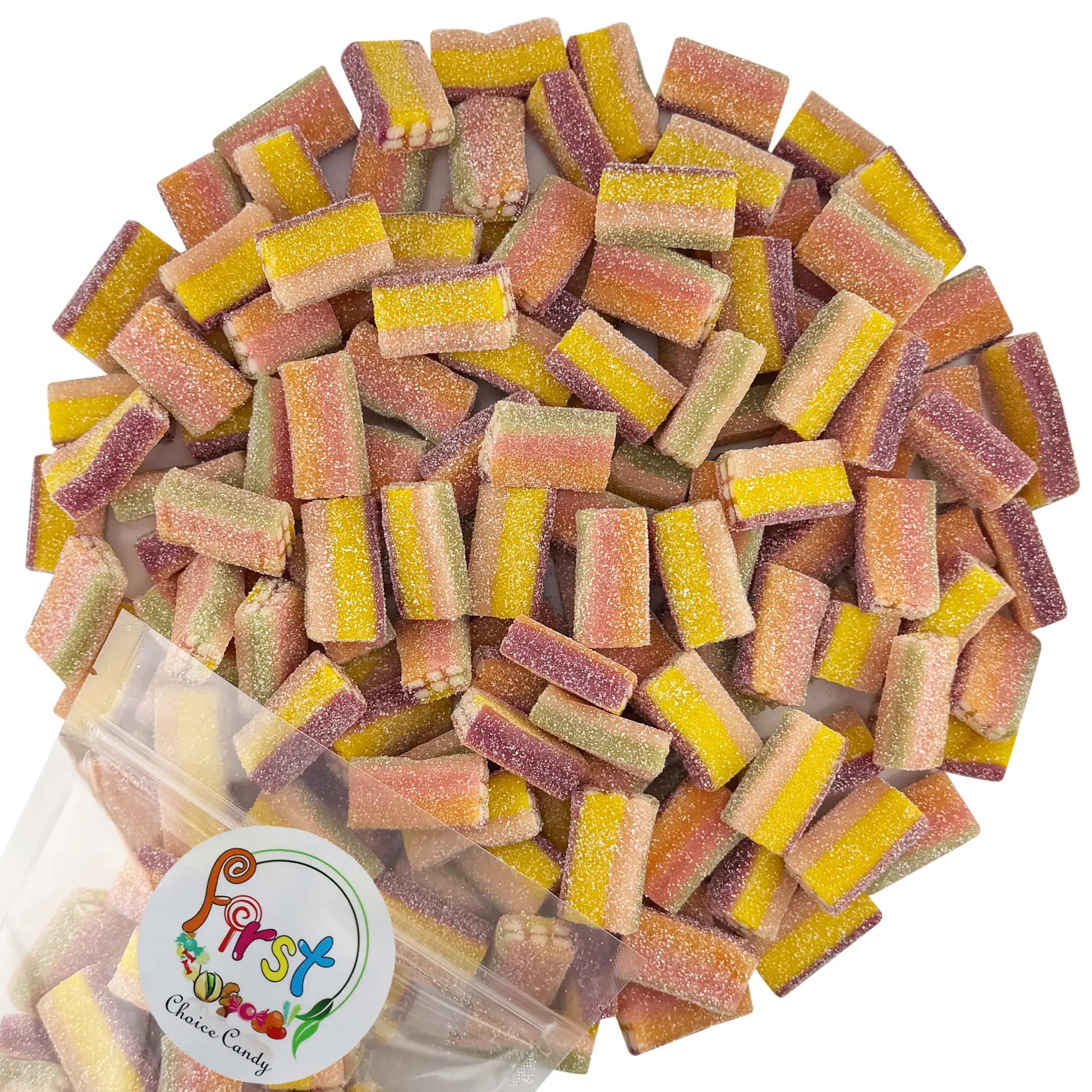 SOUR RAINBOW BRICKS BITE SIZE GUMMY CANDY 2 LB BAG