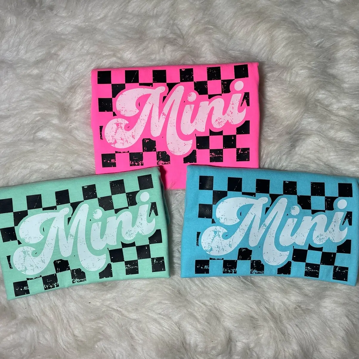 Neon Checkered Mini Tees