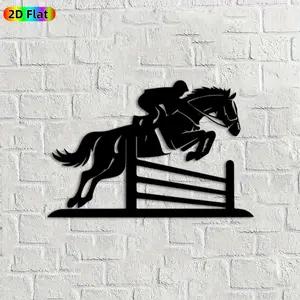 1pc Equestrian Horse Jumping Metal Wall Art, Dynamic Equestrian Statue Mural, Ideal Gift for New Year, Christmas, Equestrian Decor Enthusiasts, Weather-Resistant Metal Wall Decor Wall Sculptures