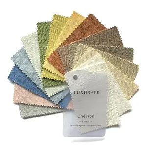 LUXDRAPE Chevron Herringbone Linen Fabric Swatches 15 Color Samples for Custom Curtains and Window Treatments