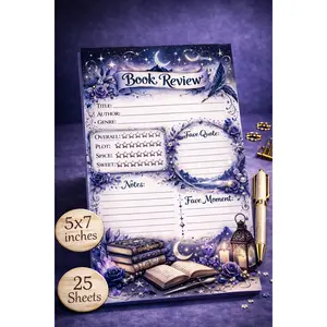 Romantasy Book Review Notepad – 5x7 Reader Rating Pad (25 Sheets)