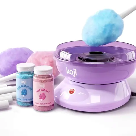 Koji by Zoku Cotton Candy Maker Machine – Cotton Candy Machine for Home, Carnival-Style Cotton Candy Maker with 2 Flavors & 10 Paper Wands, Easy-to-Use Cotton Candy Maker for Kids & Parties