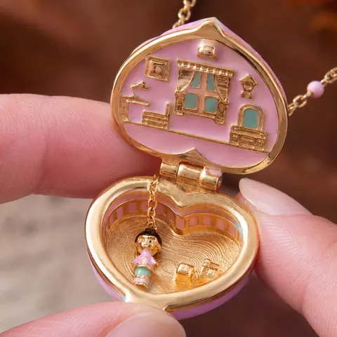 1pc Pink Heart Locket Necklace, Openable Box Pendant, Cute Gift Jewelry for Women & Girls, Heart-Shaped Necklace, Cute Necklaces