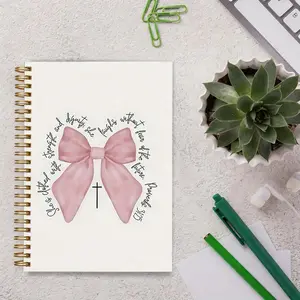 Bow Spiral Notebook, Elegant Print Design, 8.26x5.51 Inches, Personal Planner & Life Journal, Ideal Gift for Friends, Family, Lovers, Self