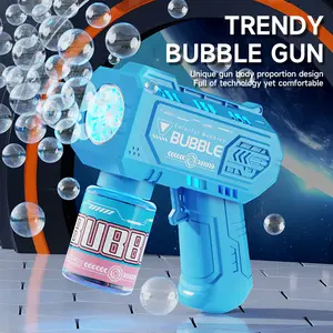 New Popular Internet Sensation Multi-Hole Automatic Bubble Machine Children's Handheld Bubble Gun Electric Light-Up Toy