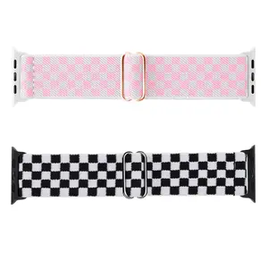 Stretchy Watch Band, 2 Counts/set Braided Nylon Watch Band for Apple Watch SE/iWatch Ultra/Ultra 2 Series 9 8 7 6 5 4 3 2 1 Smart Watch Straps