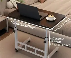 Mobile Office Desk, Portable Small Computer Desk, Study Desk with Wheels, Adjustable Height Standing Desk, Multi-functional, Suitable for Bedside, Sofa, Study, Craft Room - Black/white for Home Office