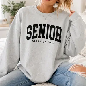 Senior Class of 2027 Sweatshirt, Minimalist Senior 2027 Crewneck, Retro Varsity Graduation Sweatshirt, Trendy Class of 2027 School Spirit Pullover, Cute Senior Year Sweatshirt