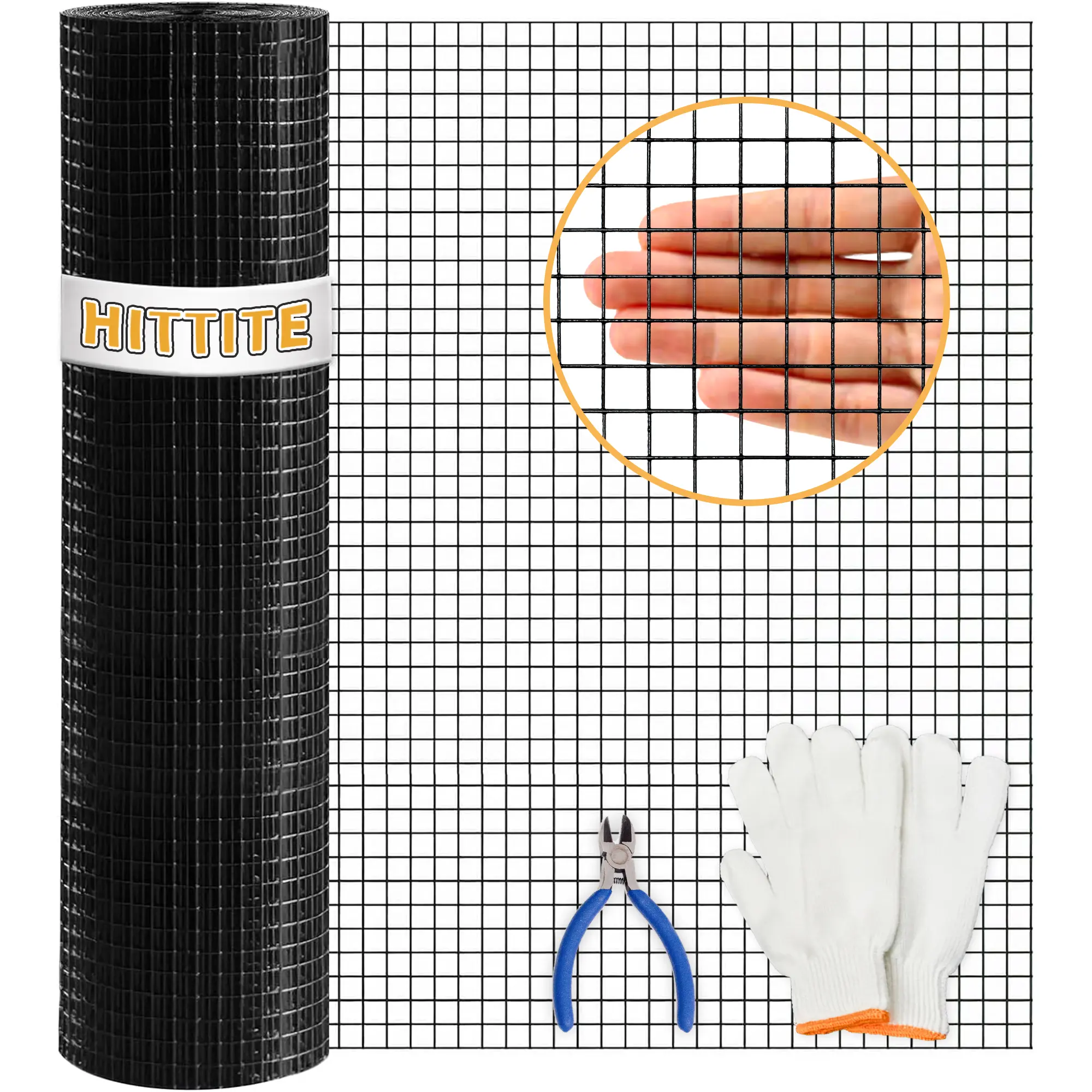 HITTITE 1/2 inch Black Garden Hardware Cloth 24inx50ft 24inx100ft 48inx50ft 48inx100ft 19 Gauge Welded Wire Fencing for Chicken Coop Duck Pen & Home Improvement Projects