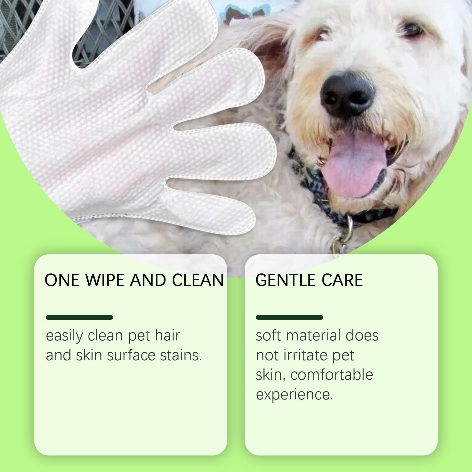 Pet Cleaning Disposable Gloves - Non-Soap Cleaning Gloves for Removing Dirt and Odors from Cats and Dogs' Bodies
