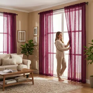 Window Wear 4Panels 34X95Inch Fancy Faux Linen 540D Curtains Sheer Window Treatment Panels Premium Material Easy Installation Versatile Decor L21