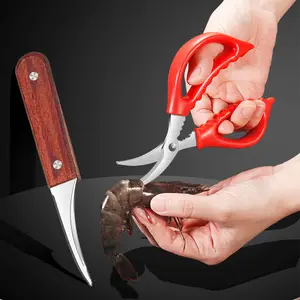 1/2 pcs Professional Seafood Prep Set - Stainless Steel Crab Scissors + Shrimp Deveiner Knife for Perfect Results