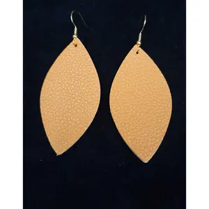 LIGHTWEIGHT SOLID BROWN OVAL LEATHER EARRINGS