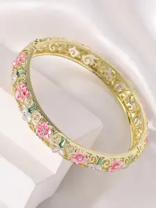 Vintage Court Style Oil-Drop Flower Pattern Bangle Bracelet, Exquisite Bracelet, Elegant Ladies' Jewelry, Perfect Gift for Valentine's Day, Christmas, Anniversaries