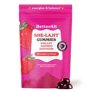 BetterAlt Women SHE-Lajit Gummies | For Energy & Hormonal Balance | Himalayan Shilajit, Shatavari & Saffron | OBGYN Recommended | 60 Gummies BetterAlt Women SHE-Lajit Gummies | For Energy & Hormonal Balance | Himalayan Shilajit, Shatavari & Saffron | OBGYN Recommended | 60 Gummies