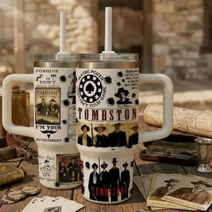 Doc Holiday 40oz Tumbler Val Kilmer Tombstone Tribute For Movie Buffs & Western Fans