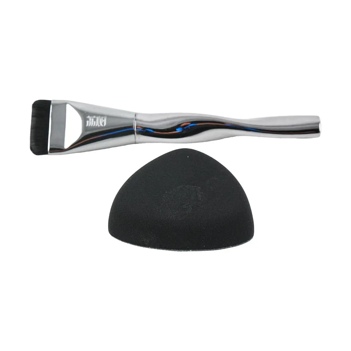 Lishu Black Pineapple Flawless Base Makeup Set Ultra Thin Foundation Brush + Non-Absorbent Black Makeup Sponge Smooth Application Lightweight