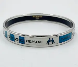 Pre-owned M143 HERMES Astrologie "Gemini" Enamel Bangle Bracelet ️ $799