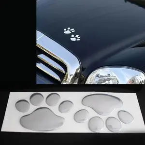 1PCS Car Sticker Cool Design Paw 3D Animal Dog Panda Footprint Footprint Decal Car Sticker Silver Gold Car Accessories Car Decals Decal For Cars Car Decorations